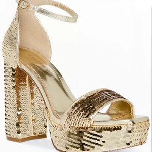 Madden Girl Omega Gold Sequin Block Heels